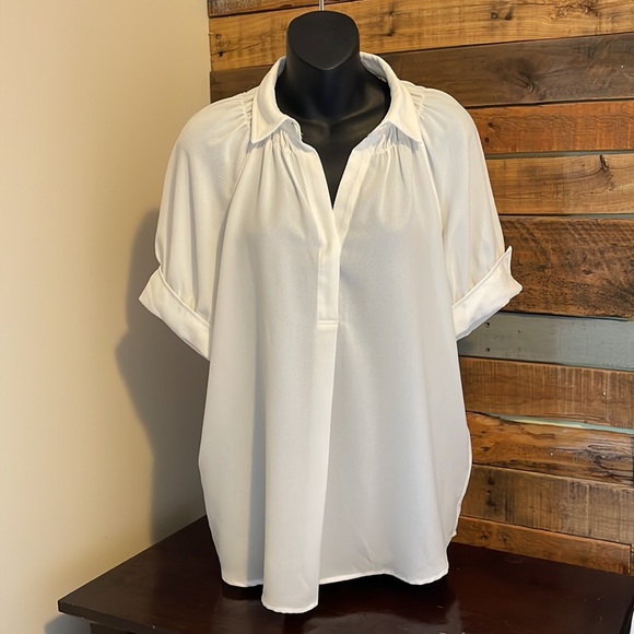 NWOT Max Studio Women's Texture Woven Collared Blouse - Picture 4 of 5